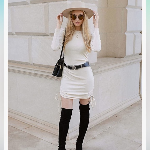 NWT BTFBM Ruched Bodycon Drawstring Dress - Picture 2 of 6